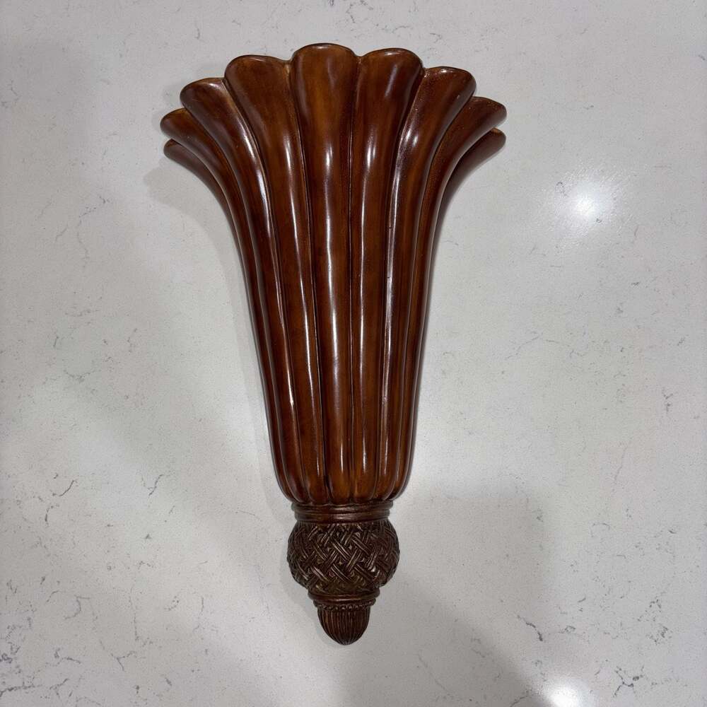 Vintage Large Scalloped Durastone Wall Vase 15”